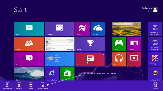 disable live tiles in windows 10